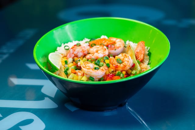 Spicy Shrimp Mango Bowl.